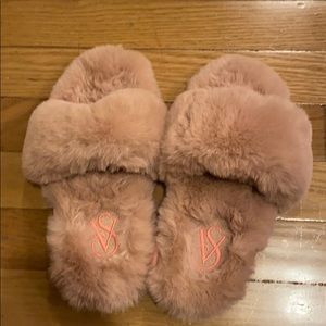 Victoria’s Secret fuzzy slippers.